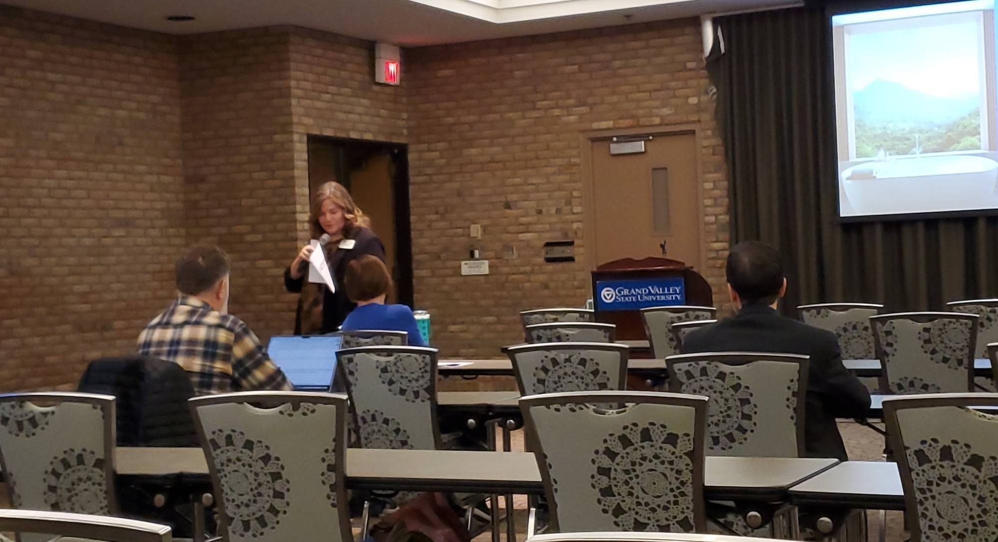 Kate Harmon provides materials for an interactive discussion